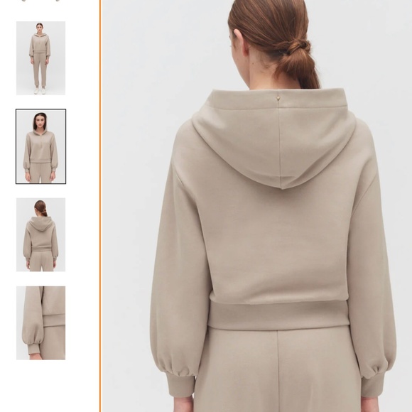 Cuyana hooded fleece cropped zipped hoodie - Picture 3 of 5